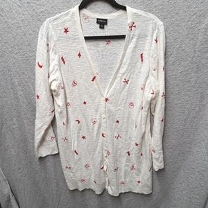 Torrid women's white long lightweight  knit cardigan size 2 guc